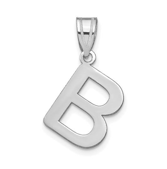 14K White Gold Polished Bubble Letter B Initial Pendant