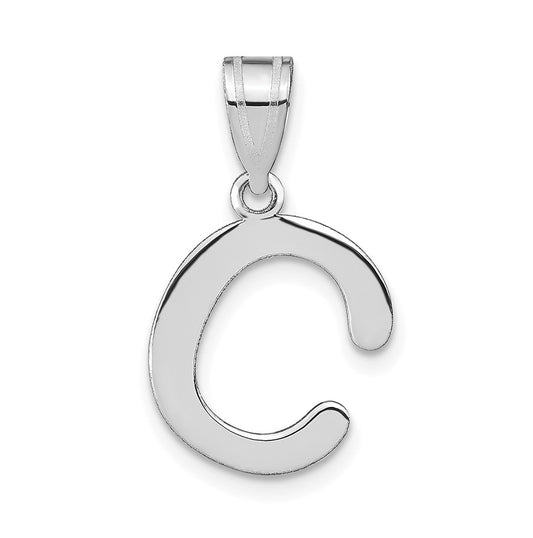 14K White Gold Polished Bubble Letter C Initial Pendant