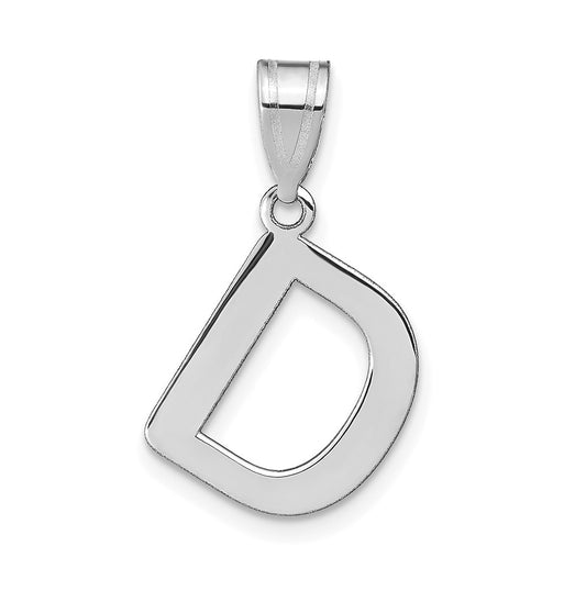 14K White Gold Polished Bubble Letter D Initial Pendant