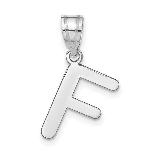 14K White Gold Polished Bubble Letter F Initial Pendant