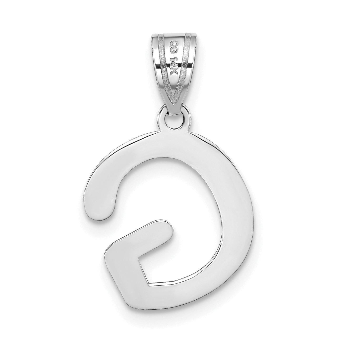 14K White Gold Polished Bubble Letter G Initial Pendant