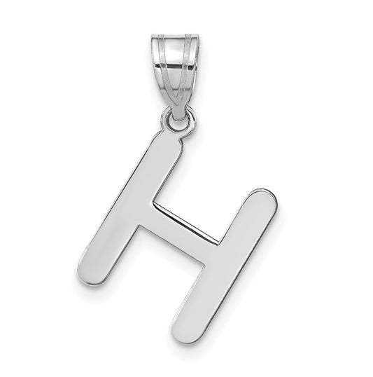 14K White Gold Polished Bubble Letter H Initial Pendant