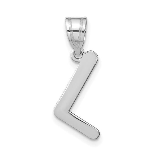 14K White Gold Polished Bubble Letter L Initial Pendant