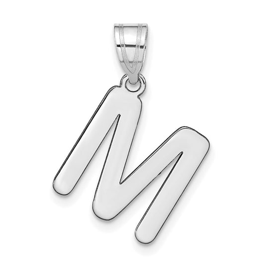 14K White Gold Polished Bubble Letter M Initial Pendant
