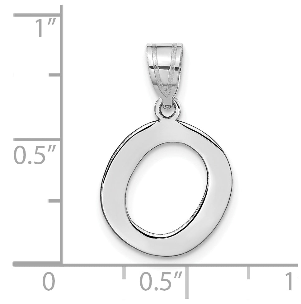14K White Gold Polished Bubble Letter O Initial Pendant