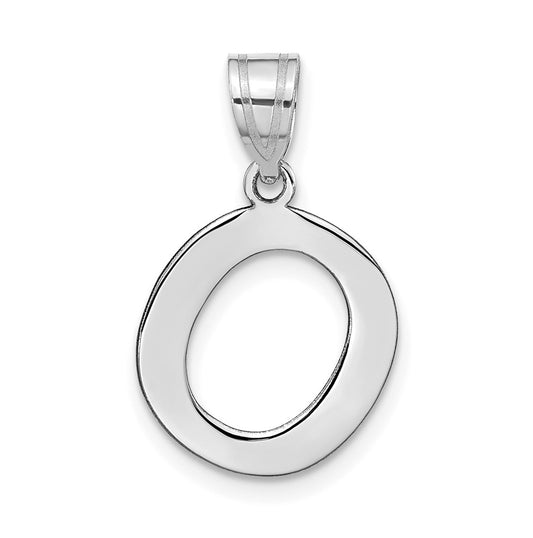 14K White Gold Polished Bubble Letter O Initial Pendant