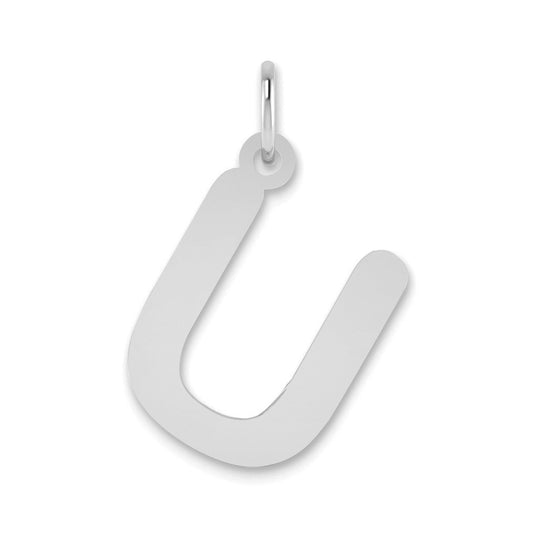14K White Gold Polished Bubble Letter U Initial Pendant
