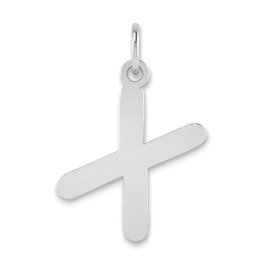 14K White Gold Polished Bubble Letter X Initial Pendant
