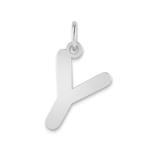 14K White Gold Polished Bubble Letter Y Initial Pendant