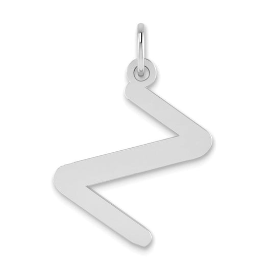 14K White Gold Polished Bubble Letter Z Initial Pendant