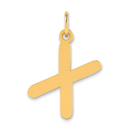 14K Yellow Gold Polished Bubble Letter X Initial Pendant