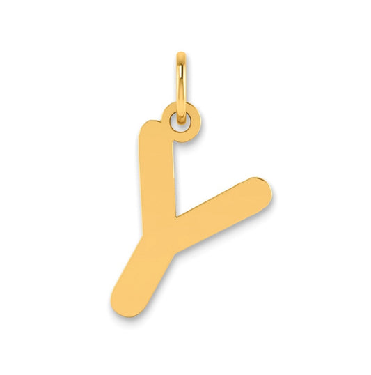 14K Yellow Gold Polished Bubble Letter Y Initial Pendant