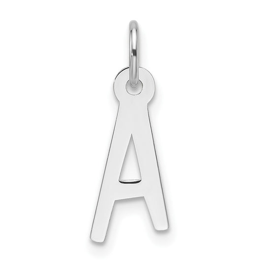 14k White Gold  Slanted Block Letter A Initial Charm