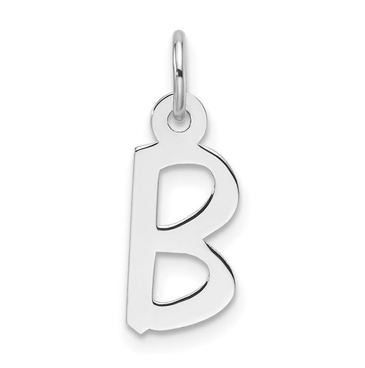 14k White Gold  Slanted Block Letter B Initial Charm