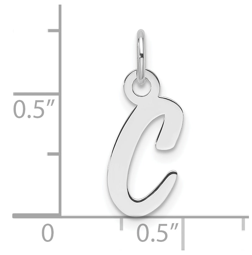 14k White Gold  Slanted Block Letter C Initial Charm