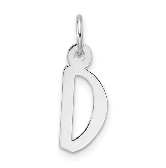 14k White Gold  Slanted Block Letter D Initial Charm