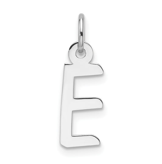 14K White Gold  Slanted Block Letter E Initial Charm