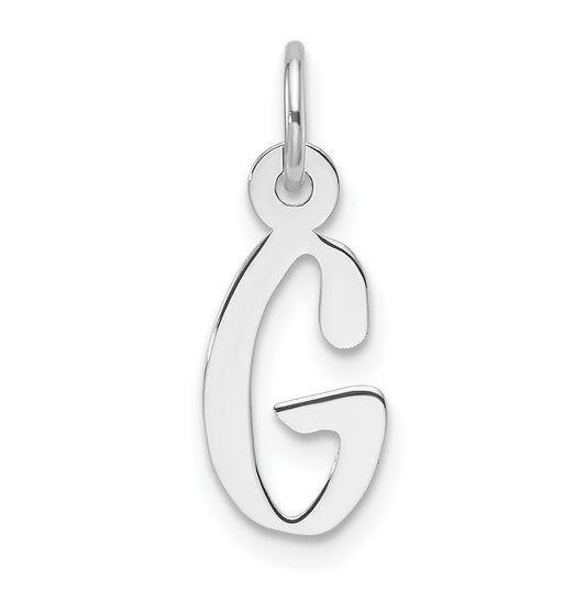 14K White Gold  Slanted Block Letter G Initial Charm