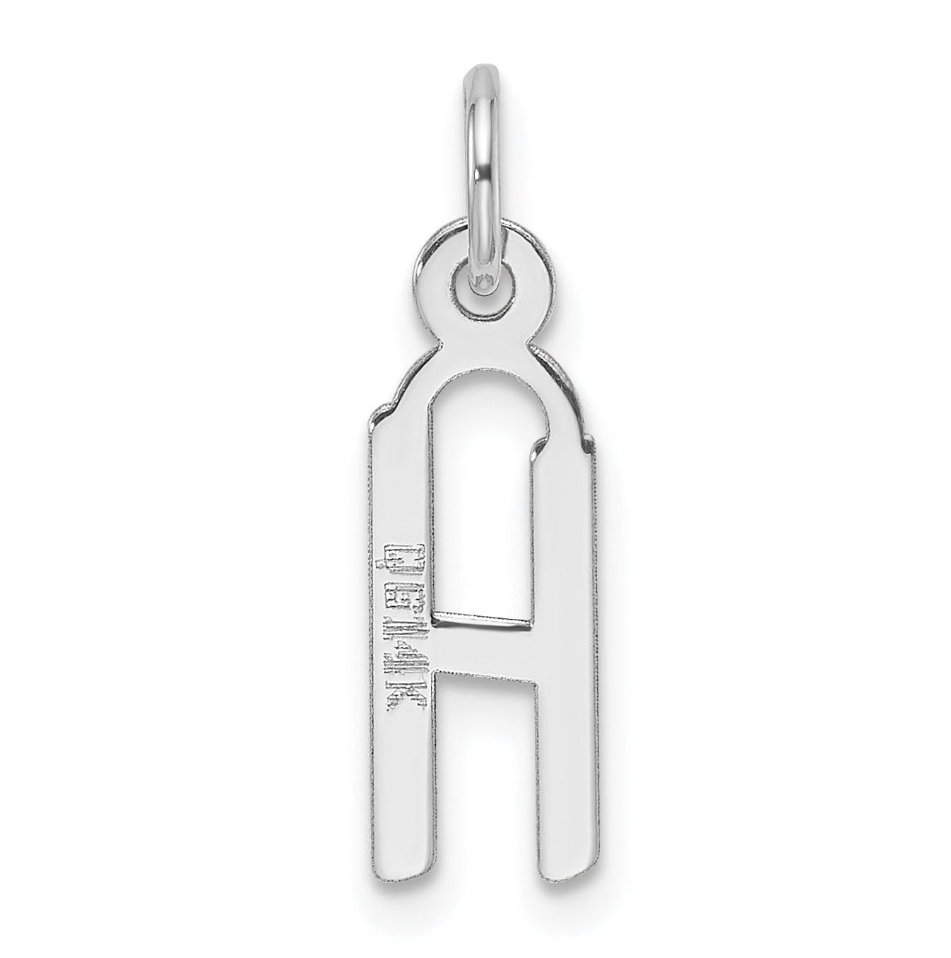 14K White Gold  Slanted Block Letter H Initial Charm