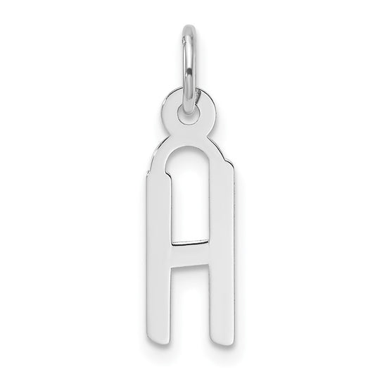 14K White Gold  Slanted Block Letter H Initial Charm