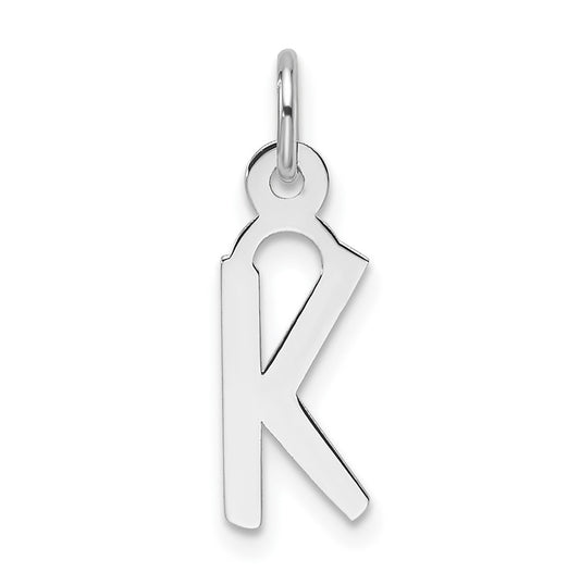 14K White Gold  Slanted Block Letter K Initial Charm