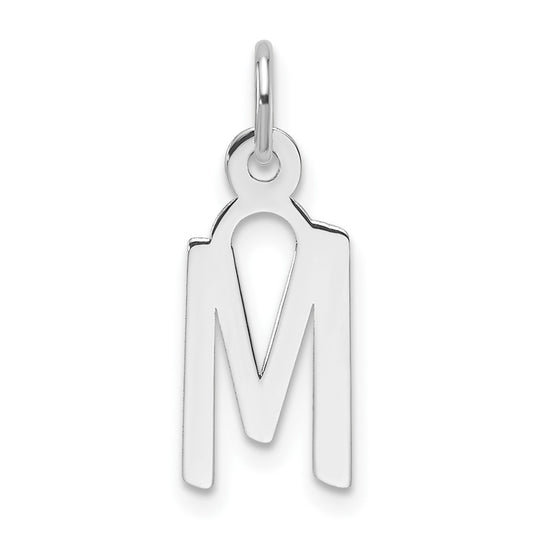 14K White Gold  Slanted Block Letter M Initial Charm