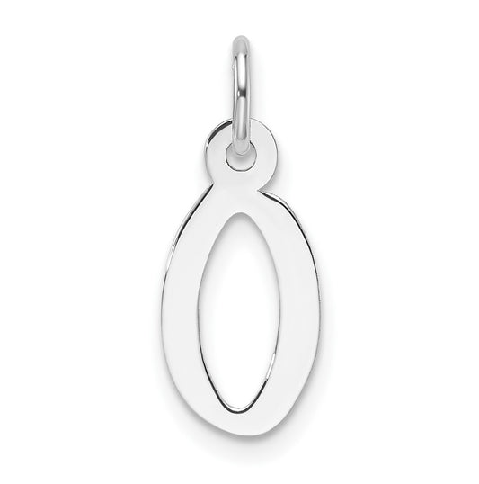 14K White Gold  Slanted Block Letter O Initial Charm