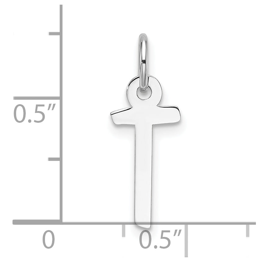 14K White Gold  Slanted Block Letter T Initial Charm