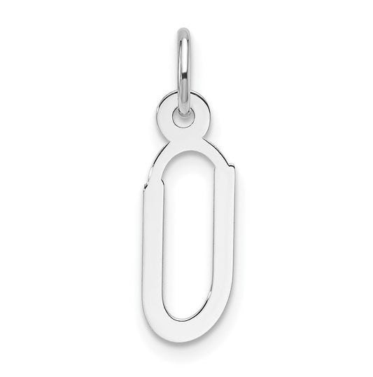 14K White Gold  Slanted Block Letter U Initial Charm