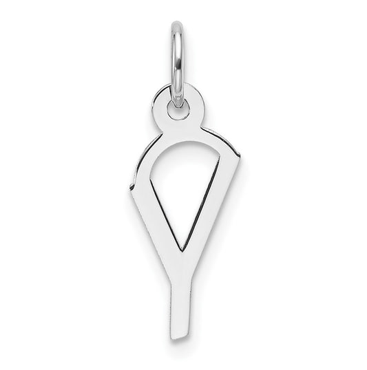 14K White Gold  Slanted Block Letter Y Initial Charm