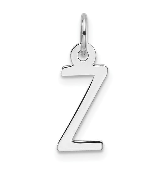 14k White Gold  Slanted Block Letter Z Initial Charm