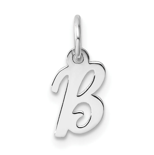 14k White Gold Small Script Letter B Initial Charm