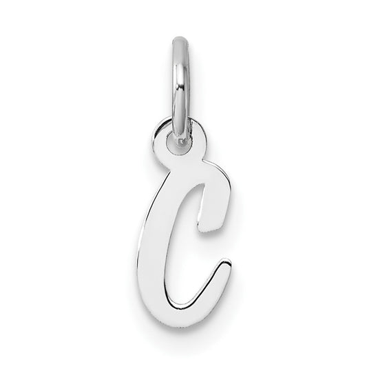 14k White Gold Small Script Letter C Initial Charm