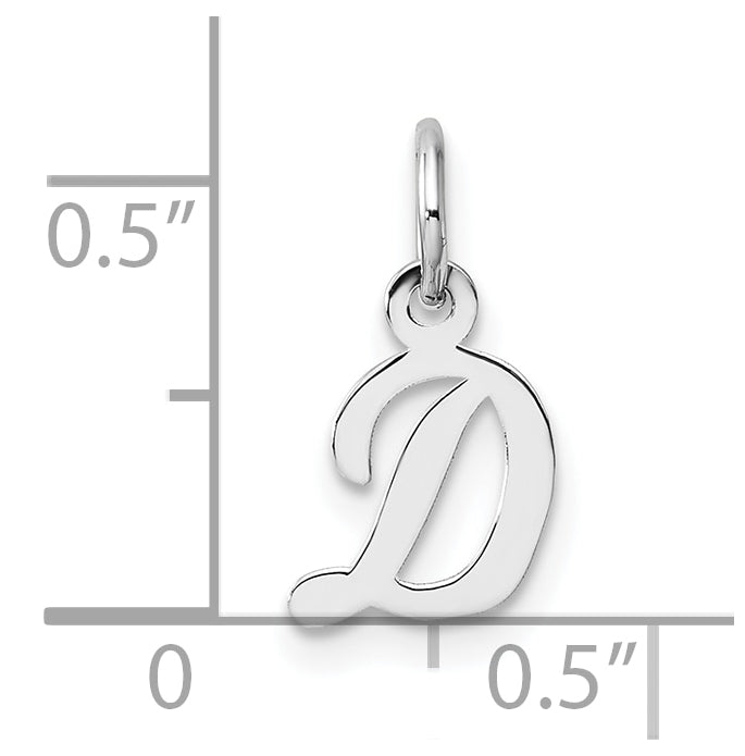 14k White Gold Small Script Letter D Initial Charm