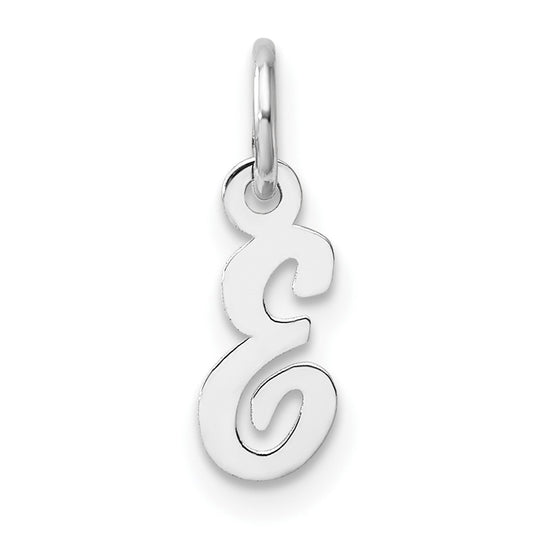 14k White Gold Small Script Letter E Initial Charm