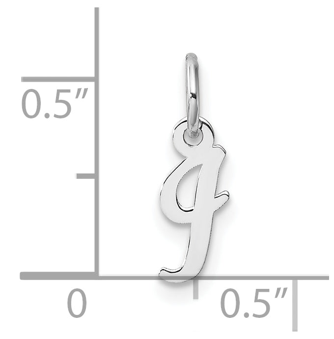 14k White Gold Small Script Letter I Initial Charm