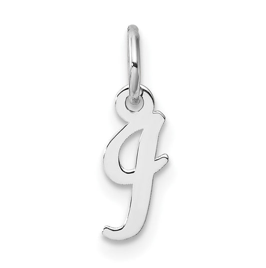 14k White Gold Small Script Letter I Initial Charm