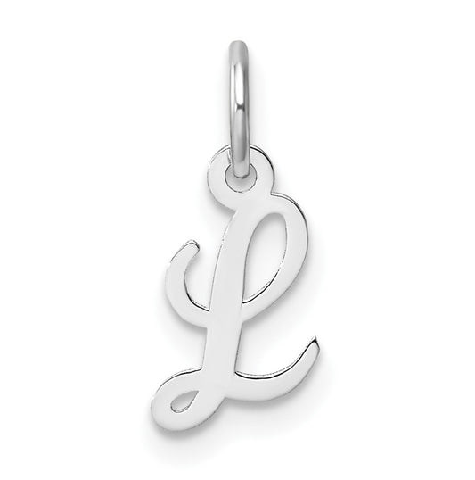 14k White Gold Small Script Letter L Initial Charm