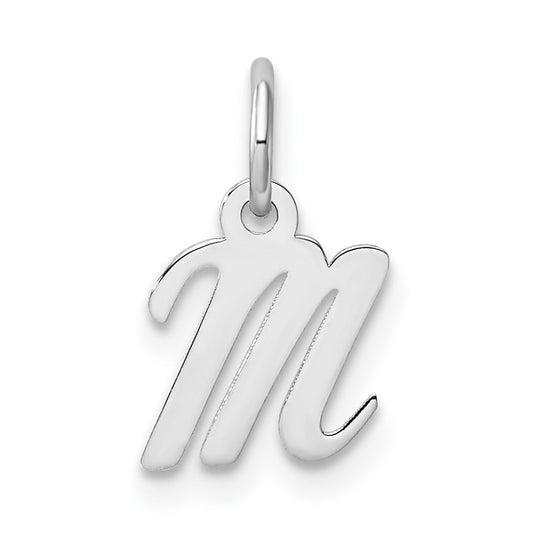 14k White Gold Small Script Letter M Initial Charm