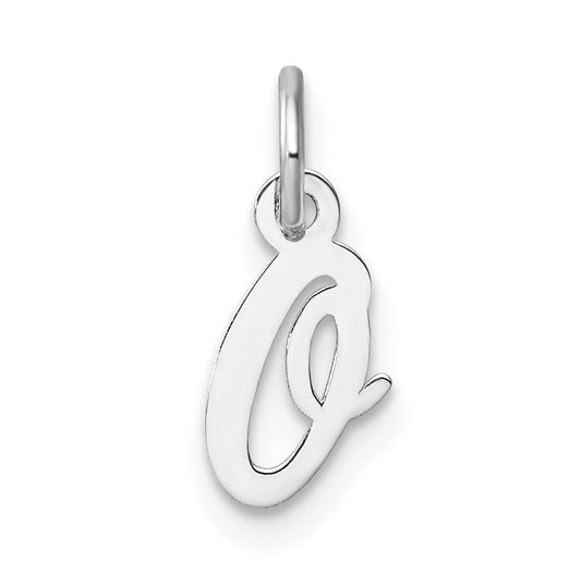 14k White Gold Small Script Letter O Initial Charm