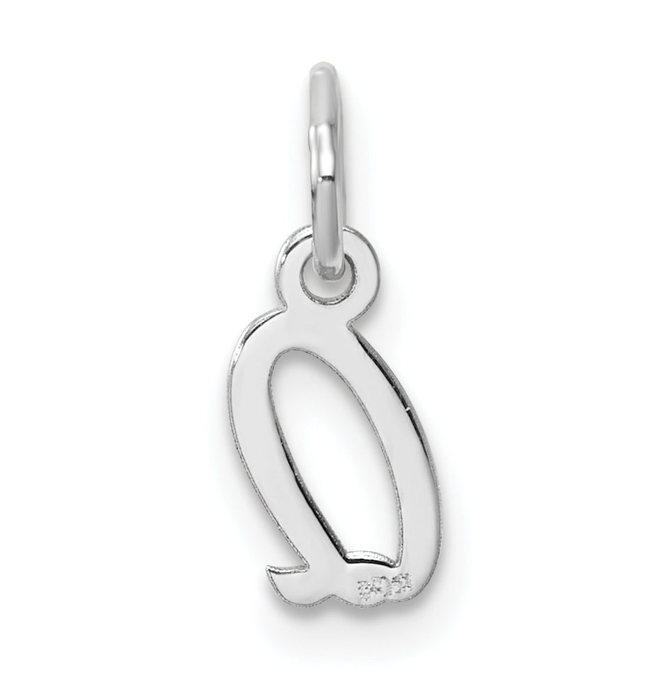 14k White Gold Small Script Letter Q Initial Charm
