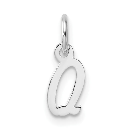14k White Gold Small Script Letter Q Initial Charm