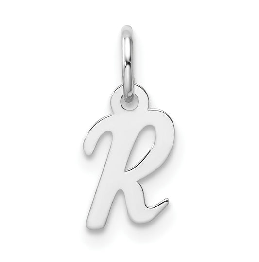 14k White Gold Small Script Letter R Initial Charm