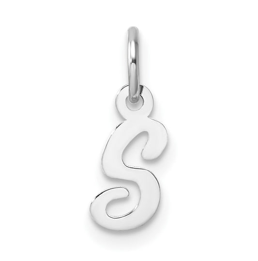14k White Gold Small Script Letter S Initial Charm