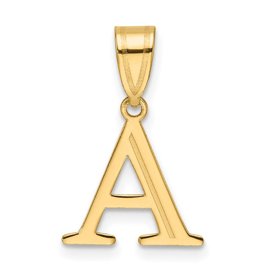 14K Yellow Gold Polished Etched Letter A Initial-Pendant