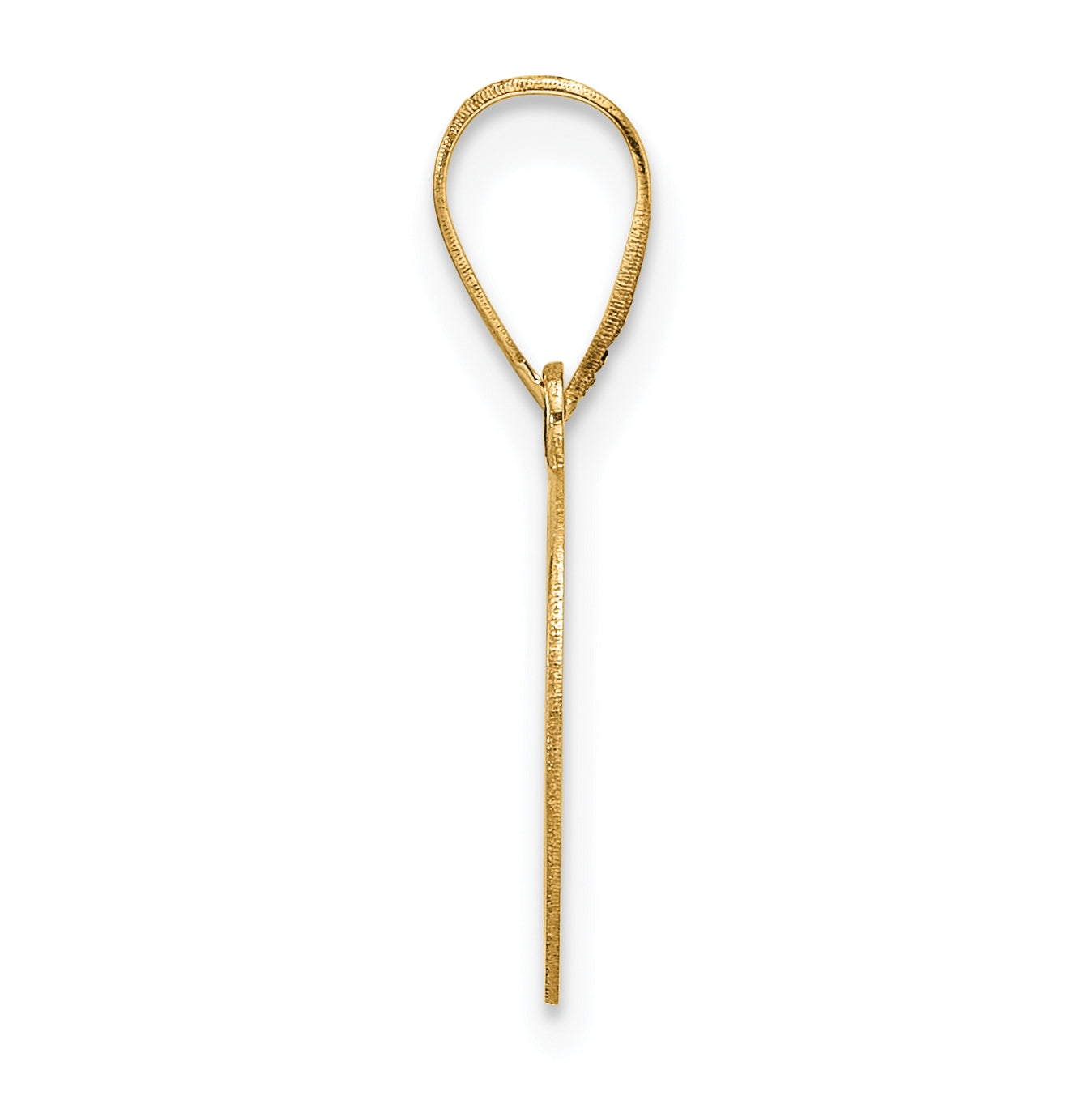 14K Yellow Gold Polished Etched Letter D Initial-Pendant