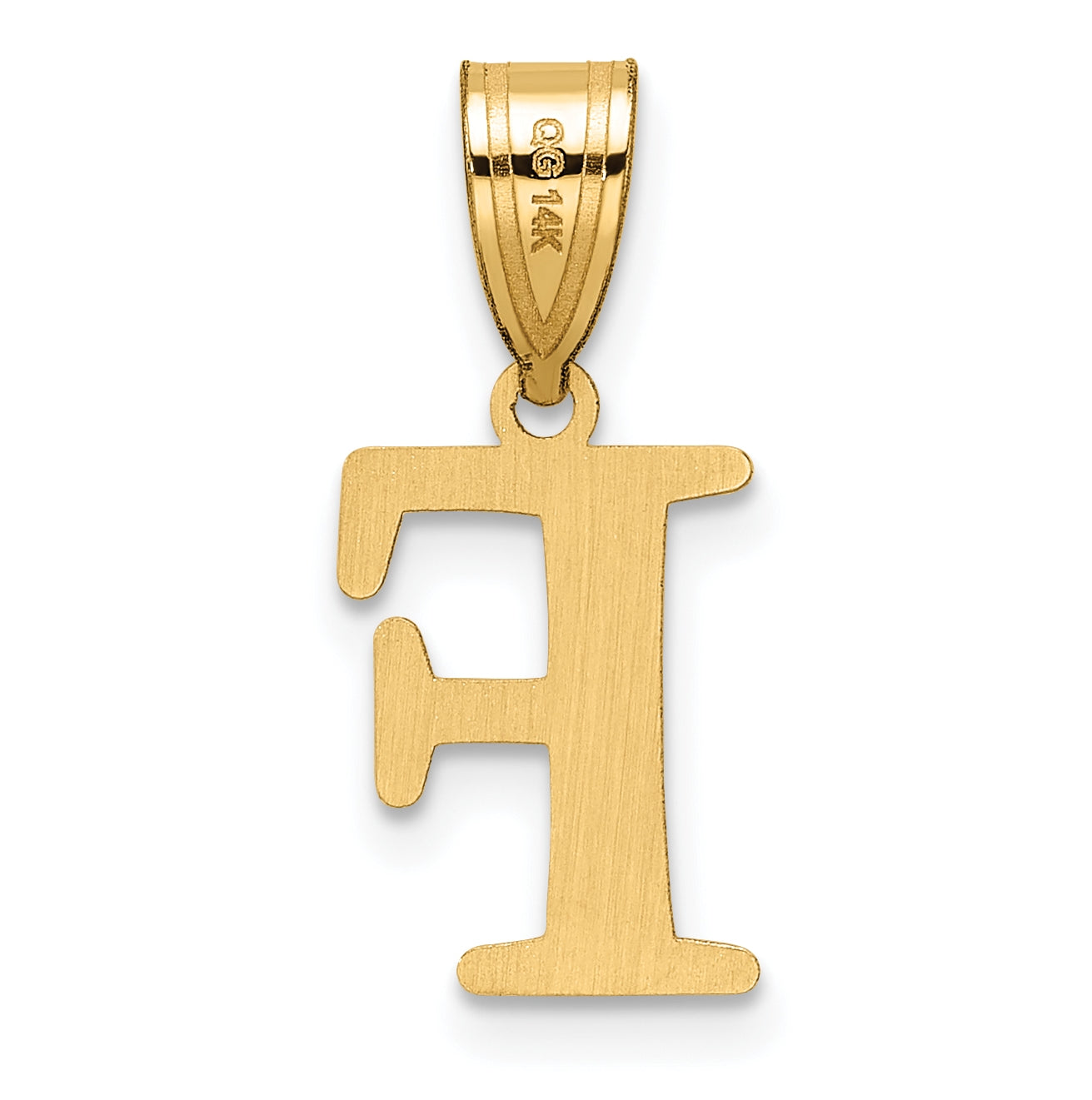 14K Yellow Gold Polished Etched Letter F Initial-Pendant