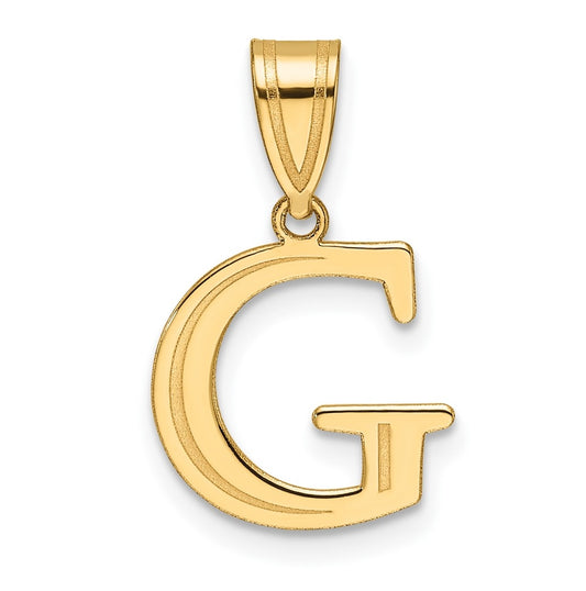 14K Yellow Gold Polished Etched Letter G Initial-Pendant