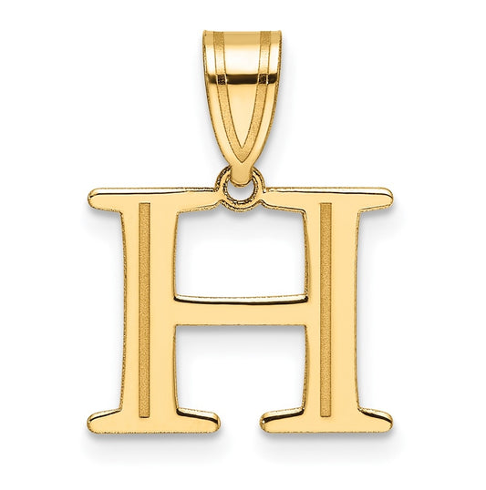 14K Yellow Gold Polished Etched Letter H Initial-Pendant