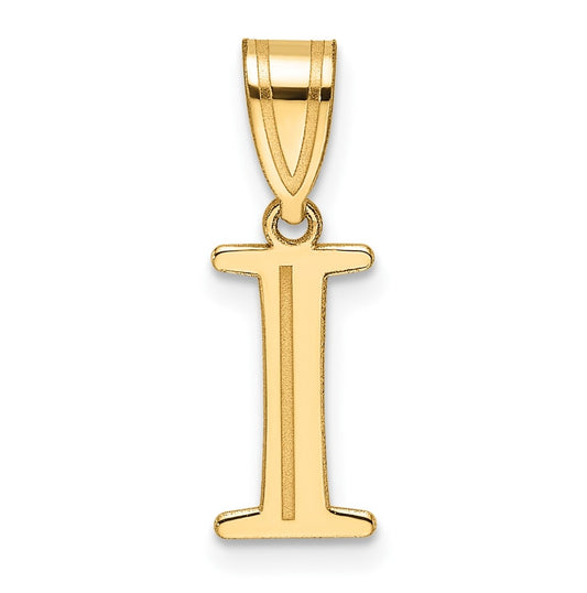 14K Yellow Gold Polished Etched Letter I Initial-Pendant